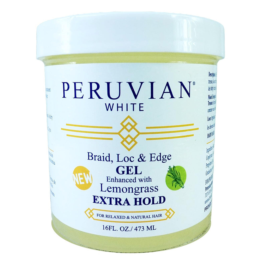 Peruvian White Braid Loc and Edge Hair Gel with Extra HoldAAA"16Oz (473ml)